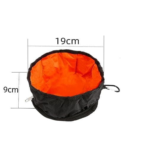 Changyeah Foldable Dog Feeder Waxed Fabric Dog Bowl Collapsible Bowl for Hiking or Travel, Portable Travel Bowl for Food and Water with Carabiner, Black — view 2