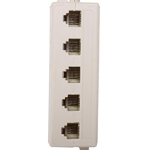 Agwuoetr Beige RJ11 6P4C Male Plug to 5 Ports 6P2C Female Socket Phone Line Splitter Adapter — view 2
