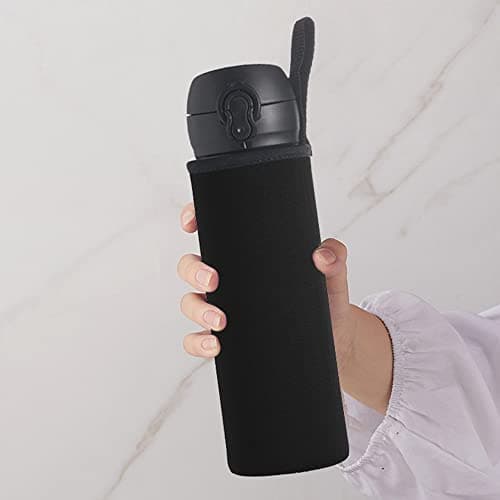 Water Bottle Sleeve Neoprene Pouch for Outdoor Hiking Travel (550ml, Black) — view 4