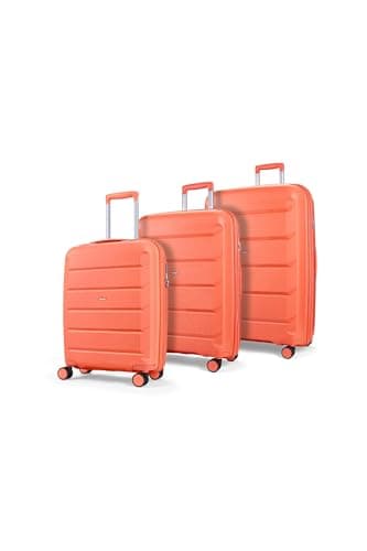 Rock Tulum Set of 3 Expandable Hard Shell Suitcases - Peach