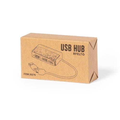 Sawfish Personalised USB Hub Barney Bamboo USB Hub with RPET Felt – USB 2.0 Hub with 1 USB-C Port & 2 USB-A Ports – Dual USB-A/USB-C Input — view 4