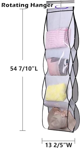 MISSLO Shoe Rack Storage Hanging Wardrobe Handbag Organiser Closet 13 Large Pockets Organizer for Shoe Tidy with Rotating Hanger, White — view 4