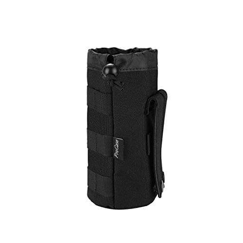 ProCase Tactical Water Bottle Pouch, Military Molle Bottle Holder with Top Drawstring Mesh Bottom, Portable Water Container Pouch Bag Hydration Carrier, for Father's Day –Black