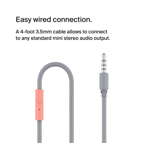 Belkin SoundForm Mini Wired On-Ear Headphones for Kids, Over-Ear Headset for Children with inline Microphone for Online Learning, School, Travel, Play, For 3.5mm Compatible Devices - Pink — view 6