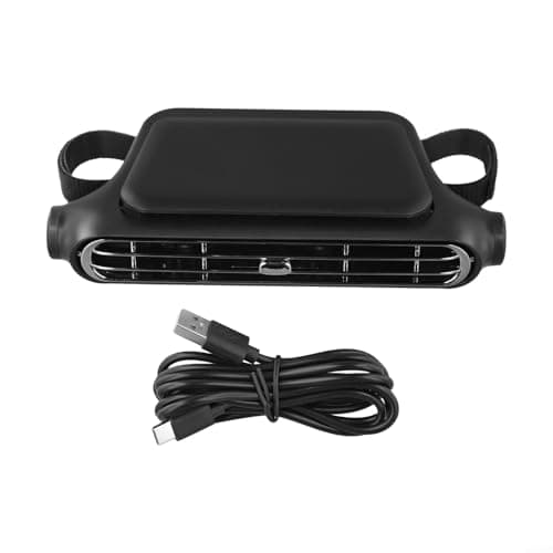 Feeshoppher Car Headrest Cooling Fan with 3 Speeds Adjustable Airflow, Silent Electric Neck Cooler for Vehicle Seat, Portable USB Powered Fan for Road Trip Camping Hiking, Black(Black) — view 3