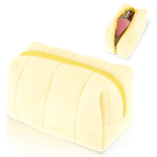 Sibba Makeup Bag Soft Pouch Pencil Case Aesthetic Cosmetic Pouch Bathroom Shower Fuzzy Plush Toiletry Organizer Make Up Organize Accessories Travel Bag Y2k Purse Containers Women — view 3