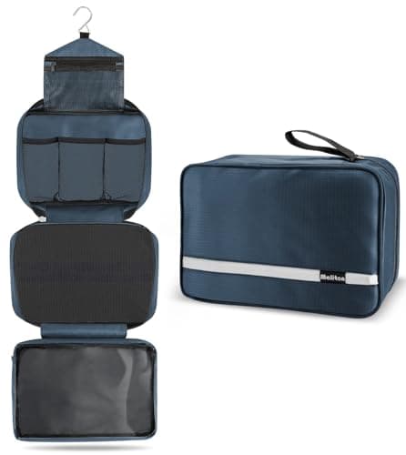 Maliton Hanging Toiletry Bag, Waterproof Foldable Wash Bag (Navy Blue)