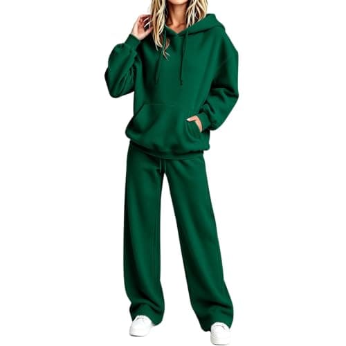 Tracksuit Womens Full Set Pullover Hoodie Wide Leg Trousers 2 Piece Outfits