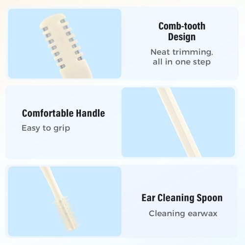 AprYew 2-in-1 Nasal Hair Cutter, Nose Hair Trimmer for Men Women, 360° Rotating Portable Manual Nose Hair Remover Tool with Ear Picker, Double Sided Noses Hairs Knife Travel Essentials (Beige, 3PC) — view 3