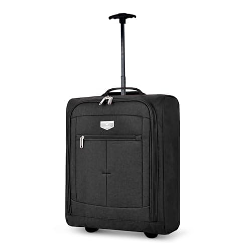 LUGG Cabin Size Lightweight Luggage - Durable 600D Polyester Snowflake Push Up Trolley - Solid Wheels - Easyjet, Ryanair, British Airways - Airway Locker (55x40x20cm)