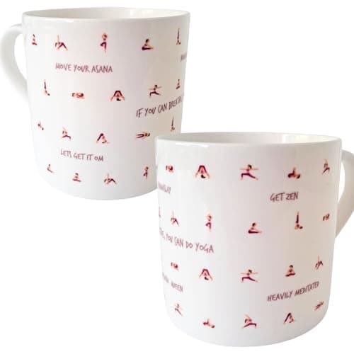 Bone China Mugs – Yoga & Pilates Designs with Cute Poses & Quotes – Perfect for Women, Mother's Day, and Wellness Lovers (Yoga) — view 3