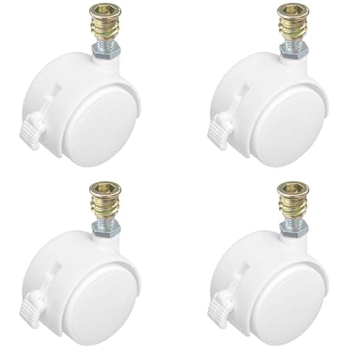 4 PCS Swivel Universal Casters Wheels with Brakes,Furniture Castor (White) — view 2