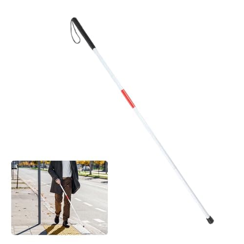123cm/48.4in Folding Walking Stick Foldable Walking Sticks Blind Stick Night Reflective Blind Sticks Red White Collapsible Guide For Vision Impaired