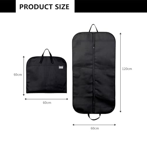 1 Pcs Suit Carrier Bag,Breathable Garment Suit Clothes Covers Bags,120 * 60cm suit covers for men,Black Zipped Foldover Breathable Multi-Use Garment Cover Clothes for Traveling Easy to Carry(Black) — view 2
