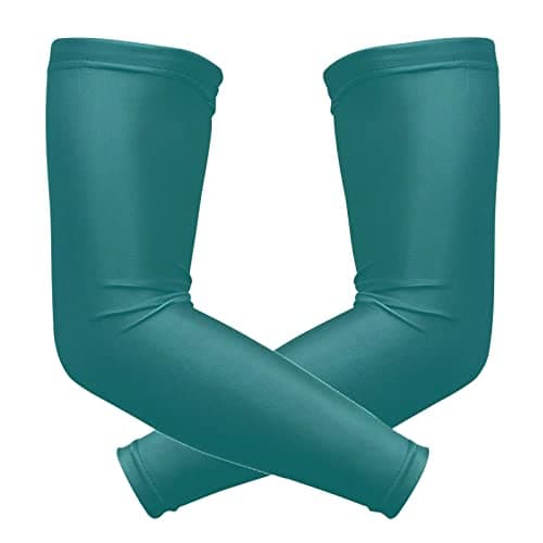 WELLDAY Plain Dark Teal Green Solid Color Arm Sleeves for Men or Women - Tattoo Cover Up, UV Sun Protection Cooling Sport Compression Sleeve for Basketball Football Golf