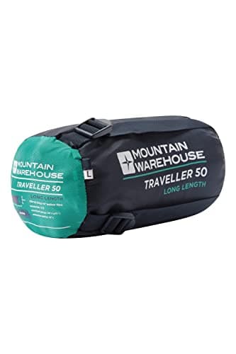 Mountain Warehouse Traveller 50 Sleeping Bag XL - Windproof, Breathable & Lighweight Mummy Shaped Bag - All Season Camping, Hiking, Trekking & Outdoors Teal Reg Length — view 5