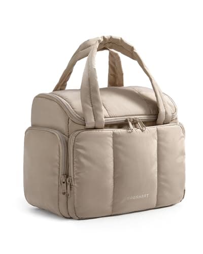 BAGSMART Travel Toiletry Bag for Women, Large Puffy Quilted Makeup Bag