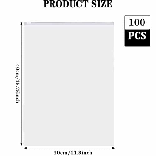 QISF 100 Pcs 40x30cm Reusable Ziplock Bags for Clothes，Large Plastic Hospital Bags，Travel Clothes Storage Bags，Clear Seal Bags Waterproof Luggage Organiser for Garment School（No Hole） — view 3