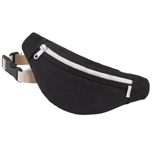 Kids Bumbag, Canvas Fanny Pack for Kids Crossbody Waist Bag for Unisex Toddler Boys Girls (Black)