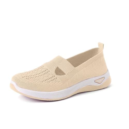 Black Shoes Women，Wide Fit Ladies Breathable Mesh Walking Running Trainers Slip On Comfortable Arch Support Soft Sole Athletic Tennis Sneakers Non Slip Low Top Orthopedic Shoes
