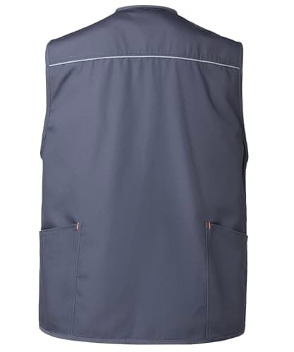 KTWOLEN Men's Work Vest Carpenters Tool Multi-Pocket Safety Vest Construction Mechanics Sleeveless Work Gilet, Grey, L — view 4