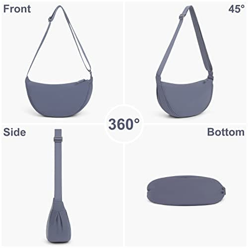 DKIIL NOIYB Crescent Bag for Women Men, Nylon Crescent Bags Hobos Crossbody Bag Portable Crescent Purse with Adjustable Strap Solid Color Chest Bag Shoulder Bag Fanny Packs, A06-lake Blue, 31cm — view 3