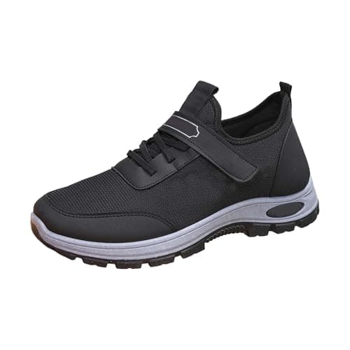 Sneake Men's Orthopaedic Trainers with Lacing Sports Shoes Mesh, black, 9.5