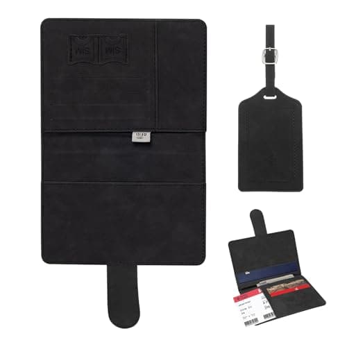 Passport Holder Cover, PU Leather RFID Blocking Travel Wallet for Men Women