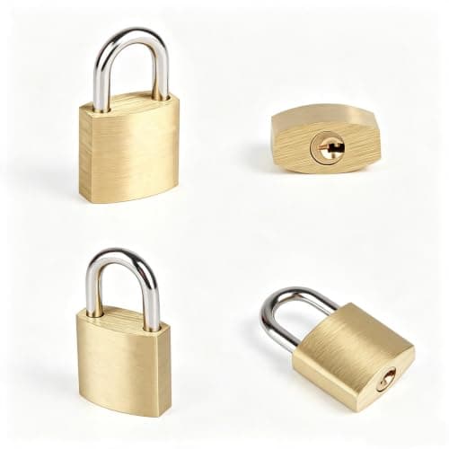 10Pack Small Locks with Same Keys, 3/4" (20mm) Wide Lock Body Solid Brass Padlocks Keyed Alike, Mini Padlocks for Suitcases/Luggage/Backpacks/Tool Box/Diary Books/School lockers — view 4