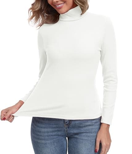 IWOLLENCE Turtleneck Women Thermal Tops Polo Neck Jumpers (White, M) — view 5