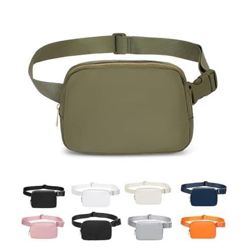 JENCVNL Belt Bag for Women Men, Fashion Bumbags for Ladies Small Crossbody Bags Fanny Pack Lightweight Waist Pack with Adjustable Strap for Running Hiking Workout Traveling (Khaki Green)