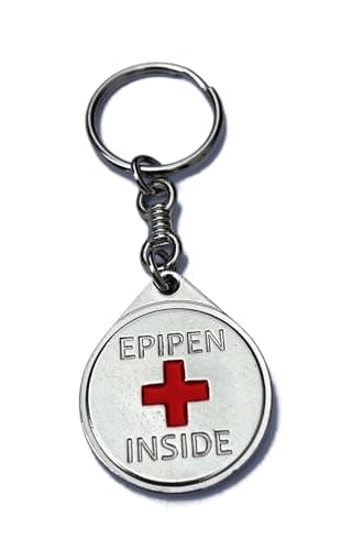 1 x EpiPen Inside Medical Alert Keychain – Allergy & Anaphylaxis Emergency Tag – Epinephrine Auto Injector Bag Identifier – Visible Safety Key Ring for Backpack, School Bag, Travel