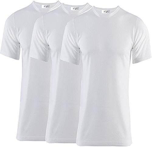 Thread Linens 3 Pack Mens Thermals T Shirt, Body Warmer Base Layer Thermal Underwear Mens Thermal Top for Men Size S-XXL (White, XXL)