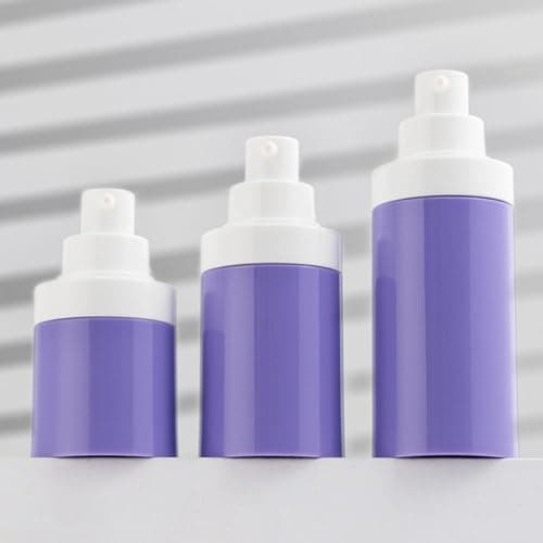 GALPADA 3pcs 50ml Purple Airless Pump Lotion Bottles Refillable Travel Size Moisturiser Dispenser Bottles Made of Sturdy Pp Material for Cosmetic and Liquid Storage — view 6