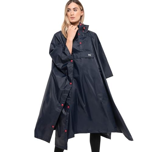 Mac in a Sac - Poncho - Packable Waterproof Cape for Men & Women - Lightweight and Breathable Rain Jacket with Hood that Packs into its own Bag - Navy - One-Size — view 3