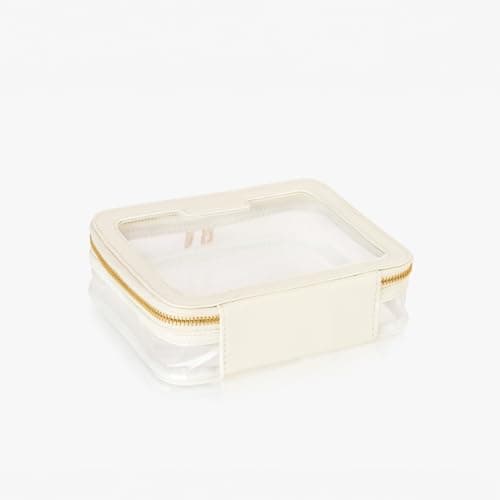 Luneia Toiletry Bag Waterproof Clear PVC Zippered Cosmetic Bag Makeup Bag Clear Wash Bag Toiletry Organizer Makeup Bag for Travel Bathroom Men & Women. Vegan Leather White — view 5