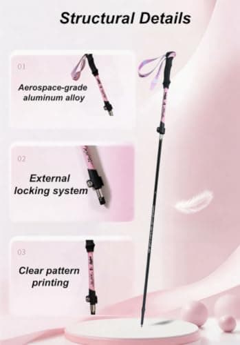 Collapsible Hiking Trekking Poles,140cm Retractable Walking Poles with EVA Grips & Adjustable Wristband,Foldable Non Slip Hiking Sticks for Backpacking Mountaining (yellow,1 pack) — view 2