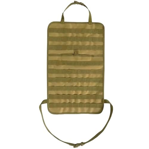 Tactical MOLLE Car Seat Back Organizer - Sag-Proof Vehicle Panel Protector w/9-Row Storage, Universal Fit for SUV, Truck, Pickup (Khaki)