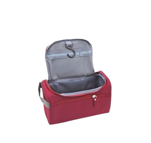 ONEGenug Hanging Toiletry Bag for Men & Women, Travel Wash Bag Cosmetics Makeup Bag Organizer for Travel Essentials with Handle Red