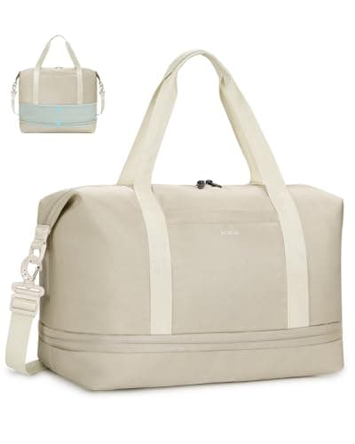 ECOHUB for Ryanair Cabin Bags 40x30x20, Expandable Underseat Hand Luggage Bag, Foldable Carry On Bag with Removable Wet Pocket, Water-Resistant Overnight Hospital Weekend Bag for Women (Beige)