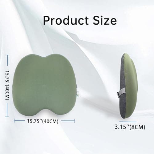 MzGro Back Lumbar Support Cushion for Office Chair - Firm Memory Foam Back Pillow for Back Pain and Pressure Relieve - Back Cushion for Long Sitting, Working, Driving (Light Green Lumbar Support) — view 4