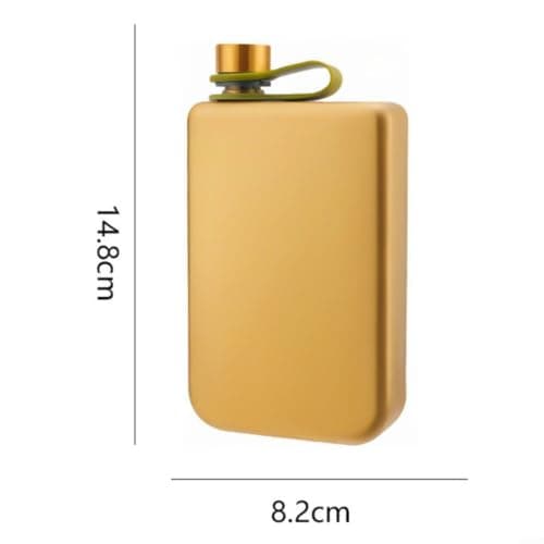 MIKMLYZE Matte Stainless Steel Hip Flask, 9oz Leakproof Pocket Wine Pot, for Men Women Travel Camping, with Funnel, Gold(Gold) — view 2