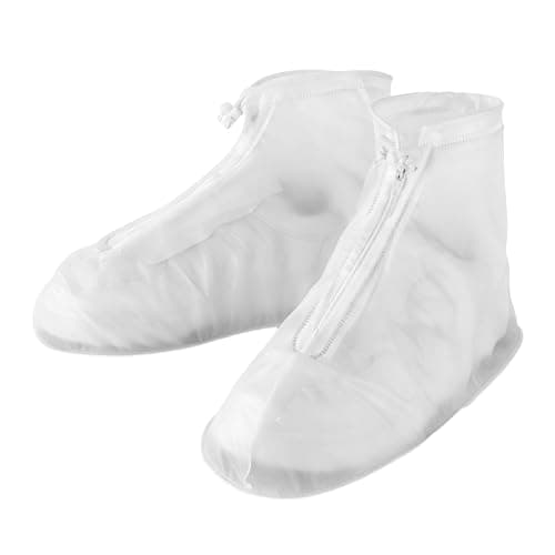 Alaoo Rainproof Shoe Covers, Durable Thickened Overshoes for Men and Women, Shoe Cover Foldable with Non Slip for Rain, Gardening, Hiking, Outdoor, White 2XL