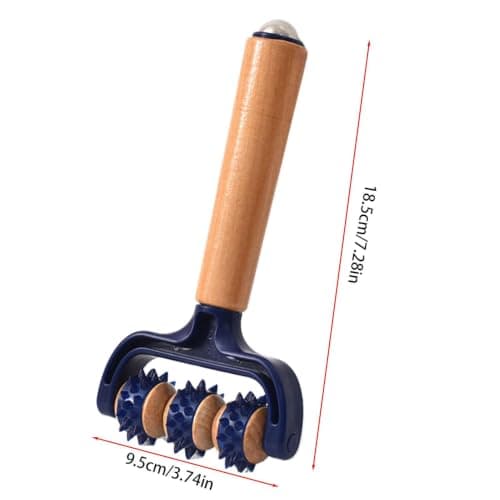 Wooden Massage Roller Handheld - 3-Wheel Ergonomic Back Neck Tool — view 5