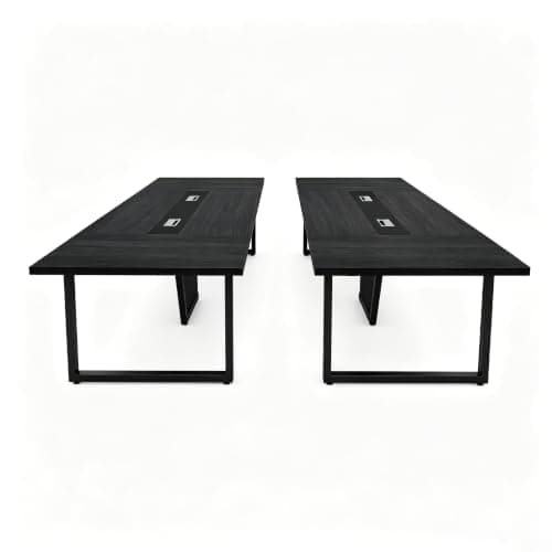 8FT Conference Table with V-S Cable Box Black 2-Pack | Seats 8-10, 1500lb Capaci, 94.5"x47.2", Slish Design, Multiple Colors Available, Perfect for Meetings & Events.