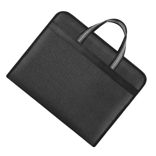 Sosoport Document Organizer Bag Travel Document Folder Black Canvas with Quick Access and Easy Categorization for Business Settings