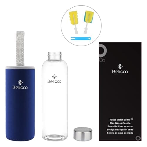 BELICOO BPA-Free Glass Water Bottle, 550ml/18oz Water Bottle — view 2