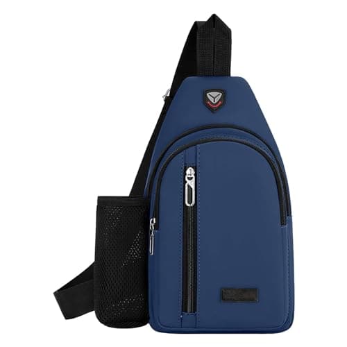 Small Bag With Water Bottle Holder For Woman And Man Backpack for Teen Boys with Charger (Blue, One Size)
