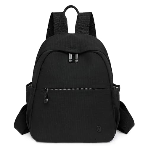 JIANLINST Mini Backpack for Women, Fashion Small Backpacks for Ladies Girls Lightweight Nylon Casual Travel Daypacks (Black)