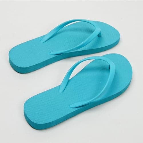 Jhebeks Sky Blue Flip Flops Womens Uk Flat Lightweight Slim Sandals Non Slip Flip Flops Comfortable Summer Beach Walking Cushion Sandals Slip On Indoor Outdoor for Shower Bathroom Size 5.5 — view 5